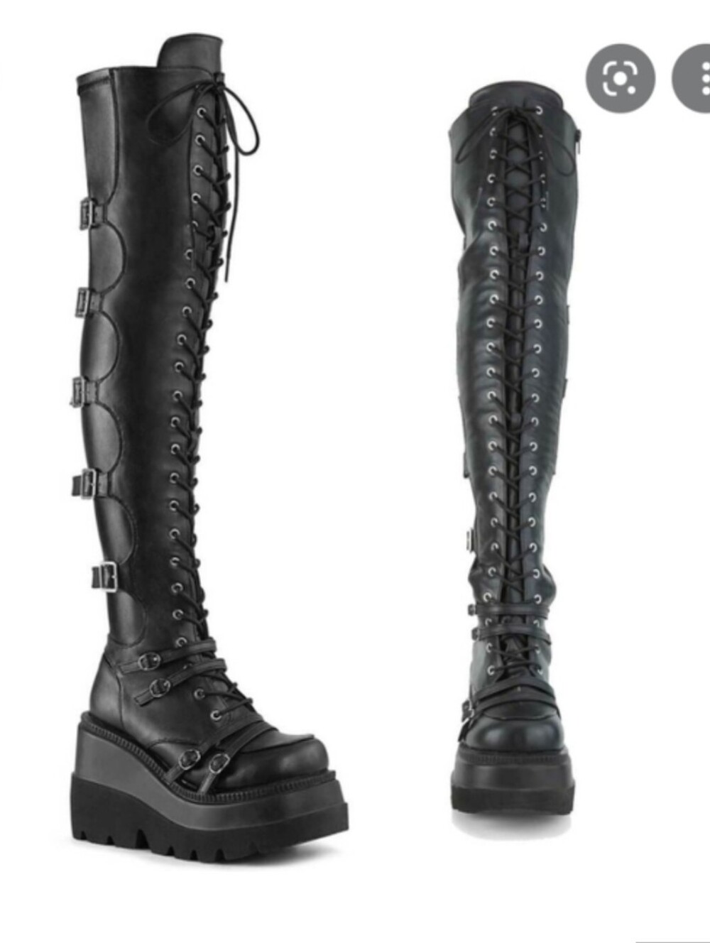 Demonia Shaker 350 over the knee Platform Boots Black Faux Leather Size 7